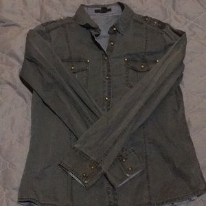 Dark Blue Faded Button Down